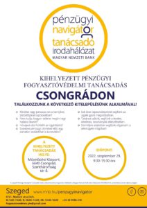 Szeged PNTI kitelepülés Csongrádon 2022.09. hóban @ Csongrád, Művelődési Központ